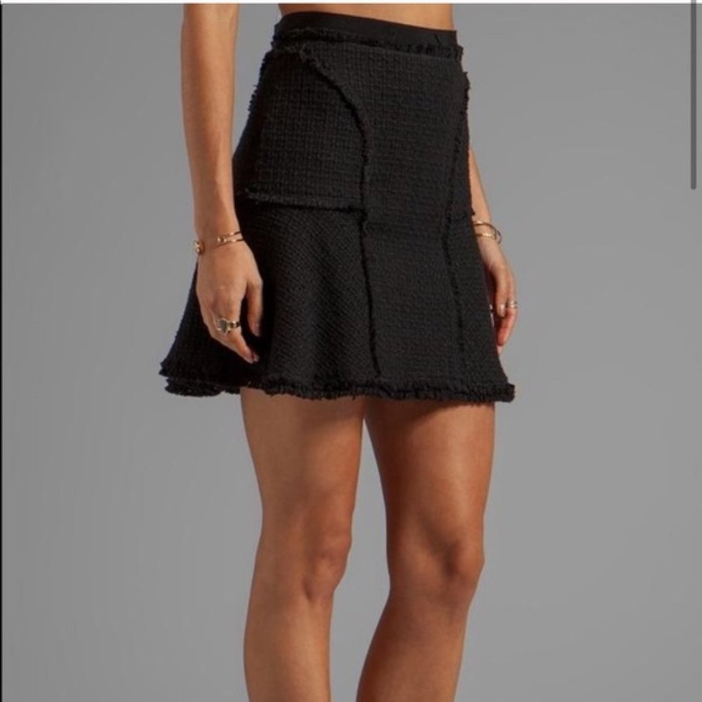 Rebecca Taylor Tweed Flounce Skirt in Black Size 0